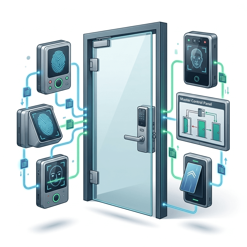 Biometric Access Control and Door Interlocking System by Layerix Networks – fingerprint scanner and secure door hardware